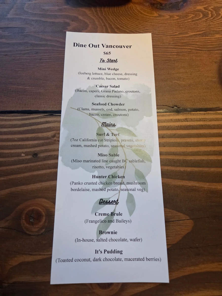 Menu, The Lodge Steakhouse