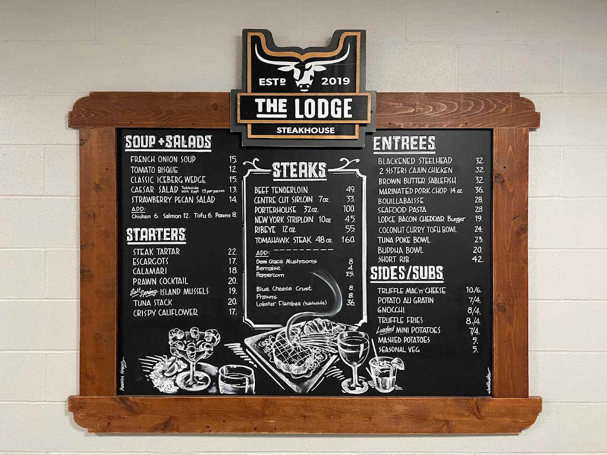 Menu, The Lodge Steakhouse