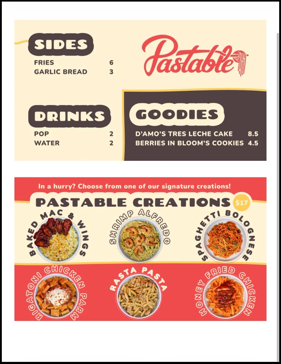 Menu, Pastable