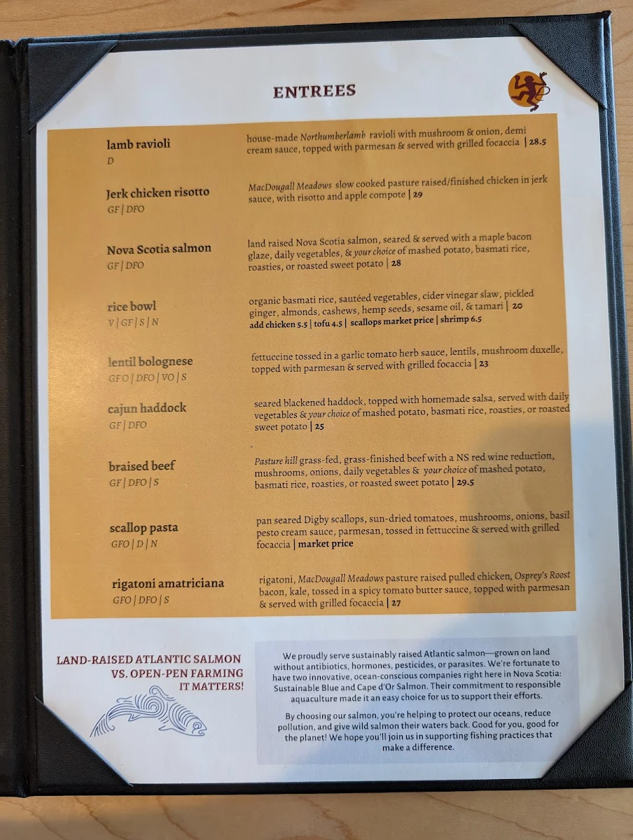 Menu, The Wooden Monkey