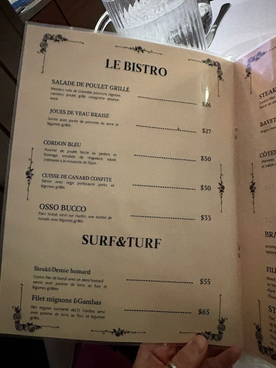 Menu, Union Pacifique