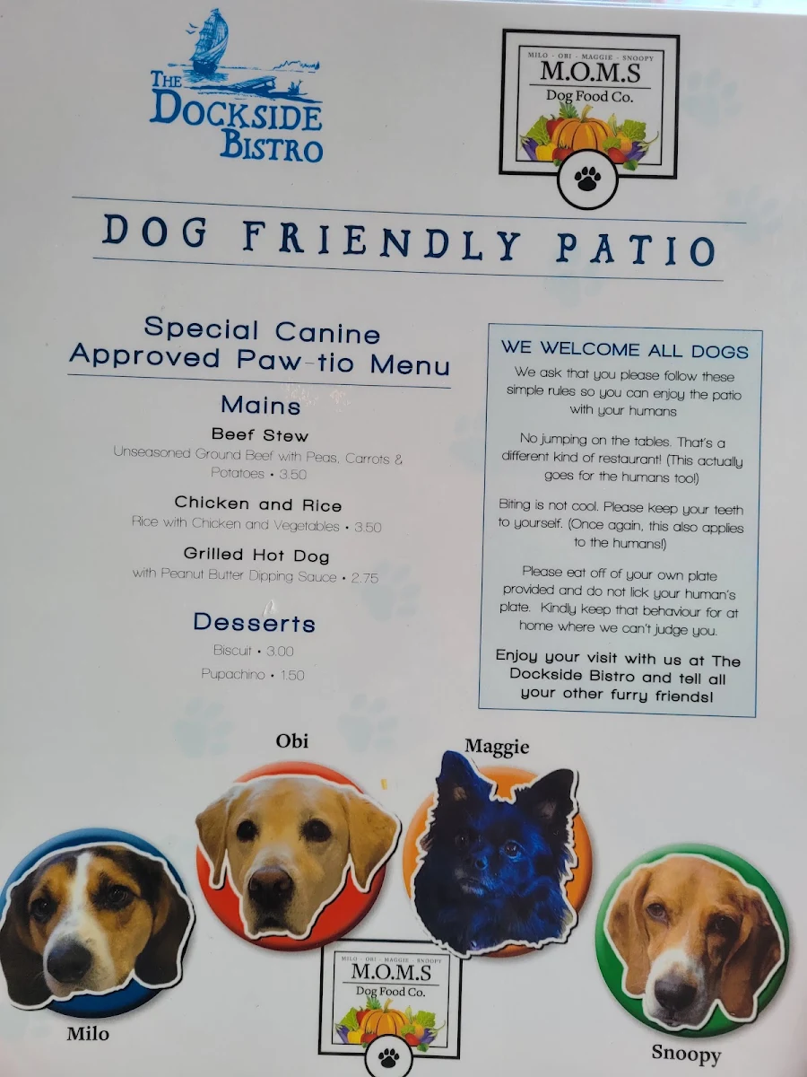 Menu, The Dockside Bistro