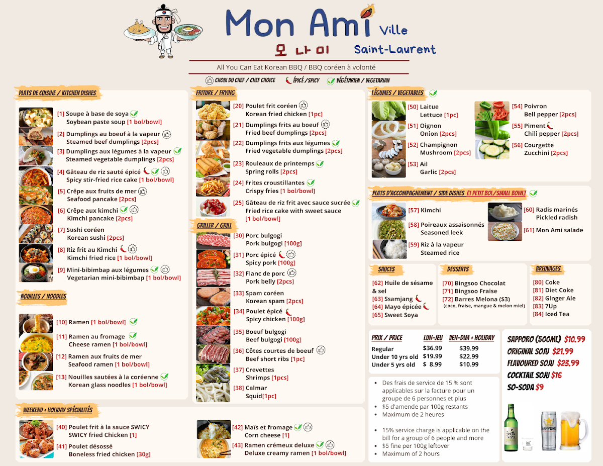 Menu, Mon Ami St-Laurent