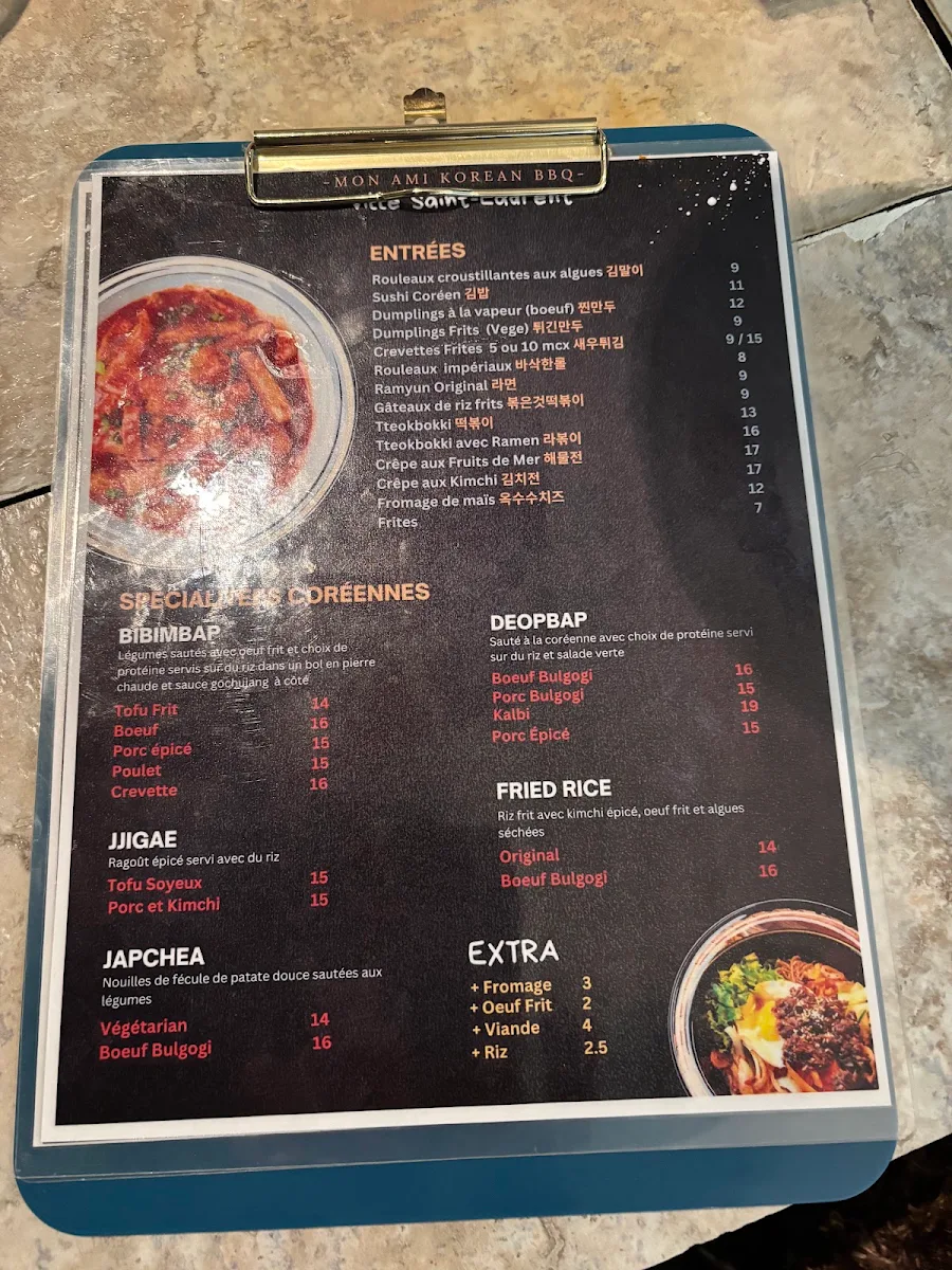 Menu, Mon Ami St-Laurent