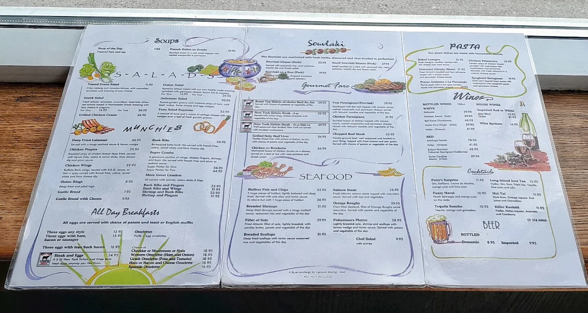 Menu, Peter's on Eglinton Restaurant