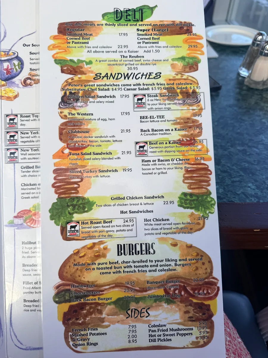 Menu, Peter's on Eglinton Restaurant