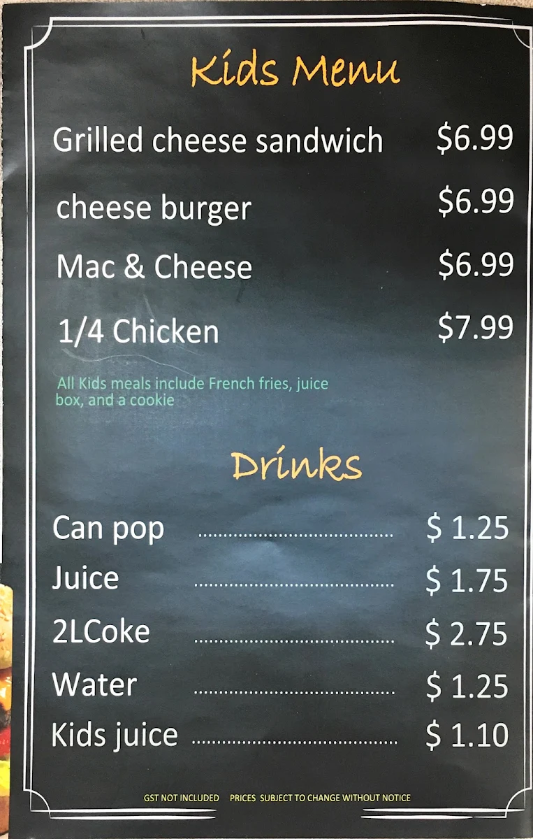 Menu, Golden Chicken BBQ ( GC+ )