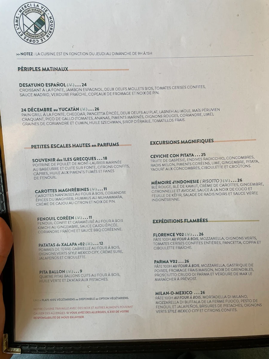 Menu, Merci la Vie