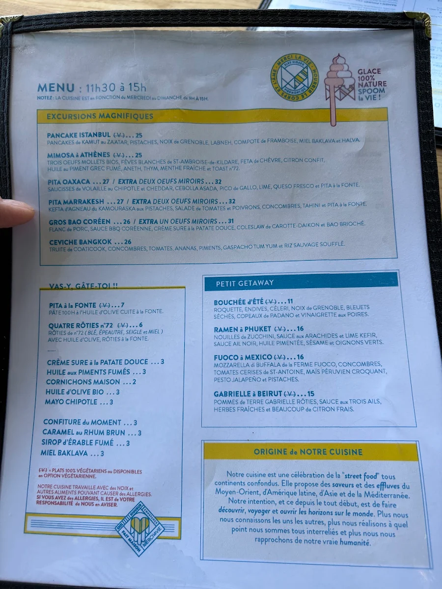 Menu, Merci la Vie