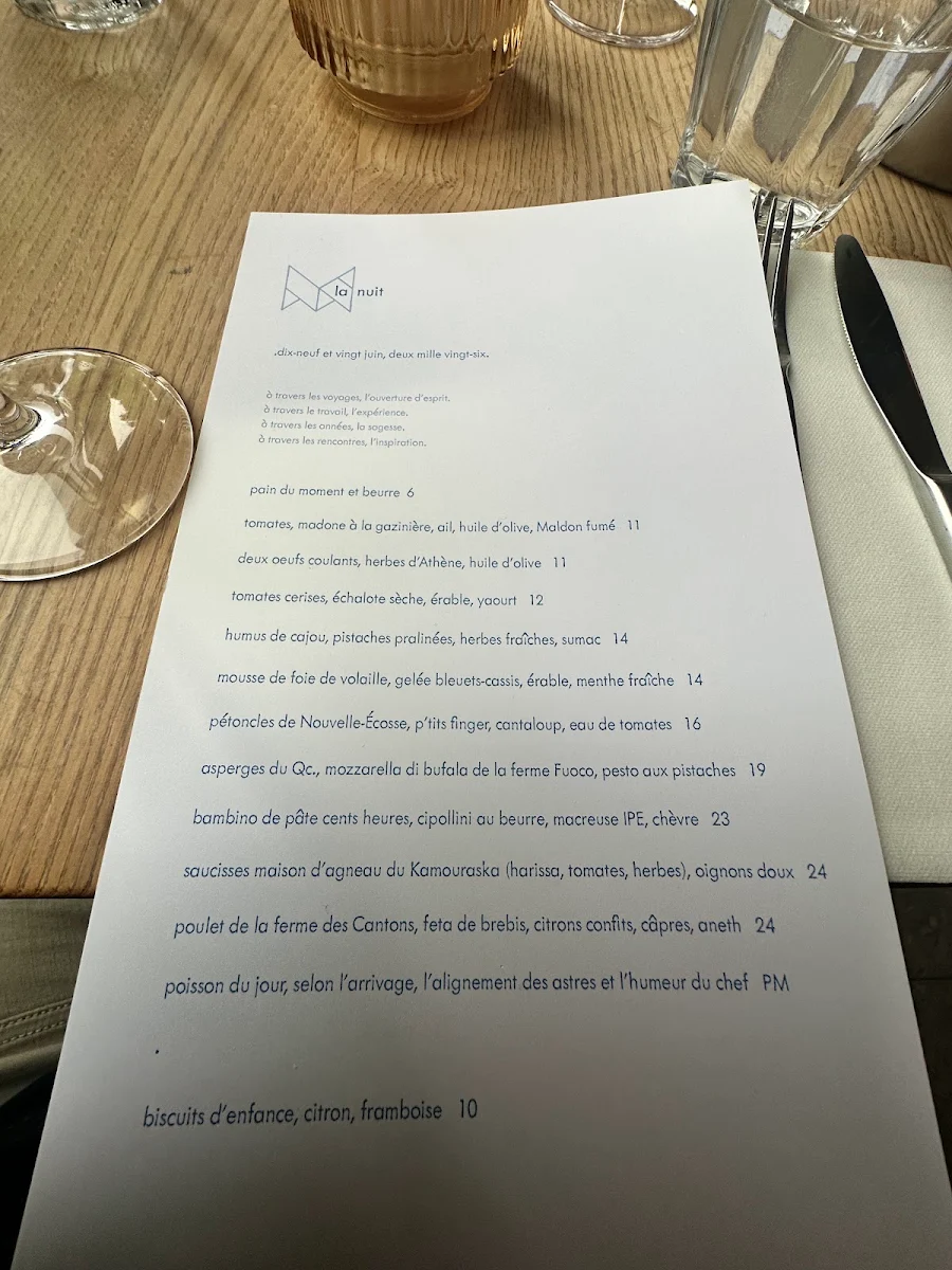 Menu, Merci la Vie