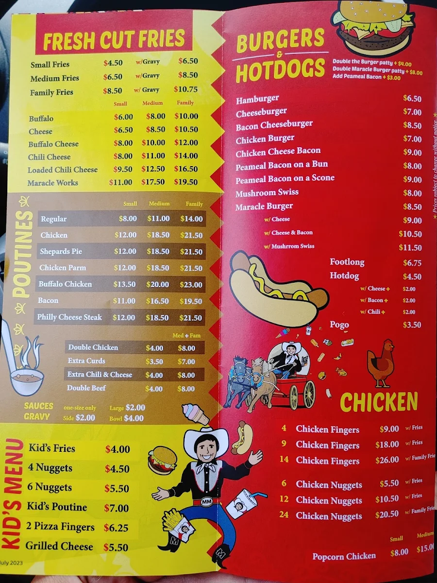 Menu, Maracle Mans