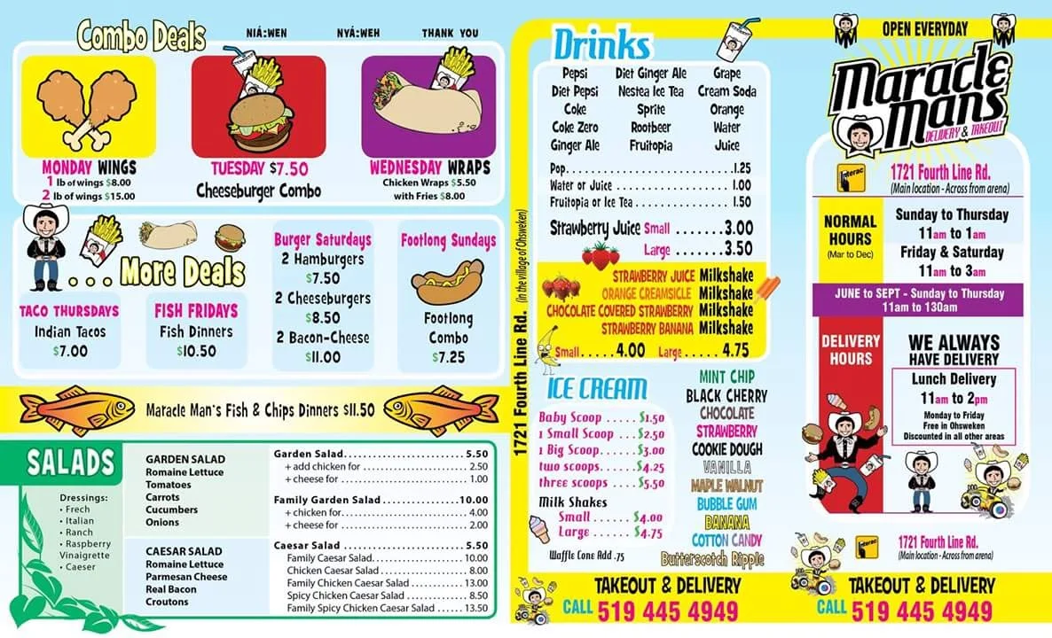 Menu, Maracle Mans