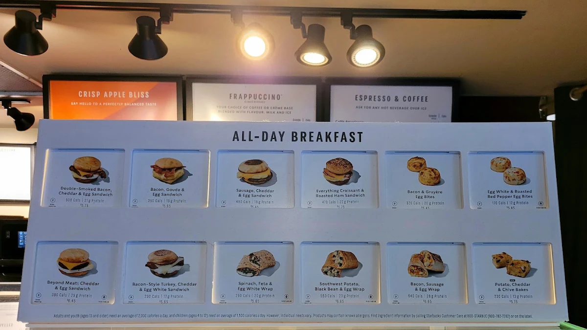 Menu, Starbucks Coffee Company