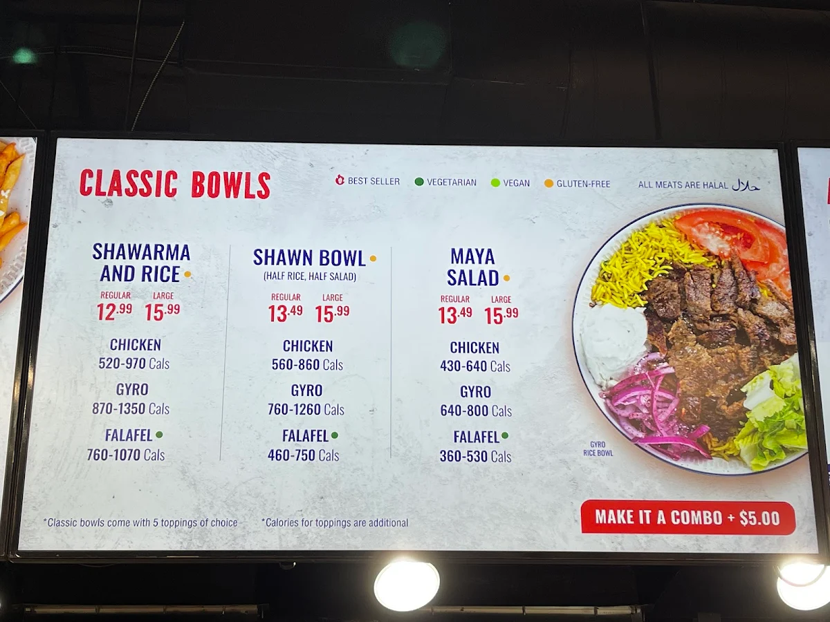 Menu, Tahini's Shawarma