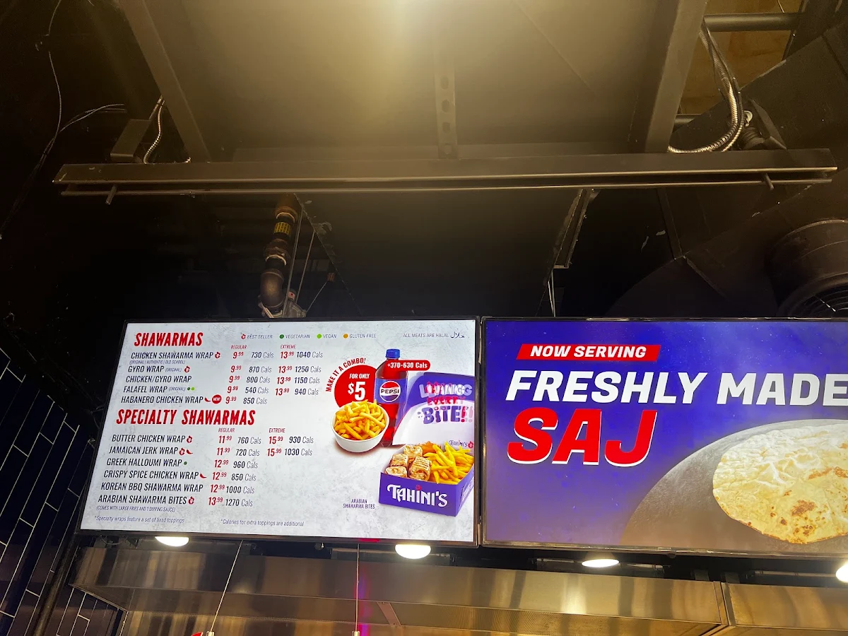 Menu, Tahini's Shawarma