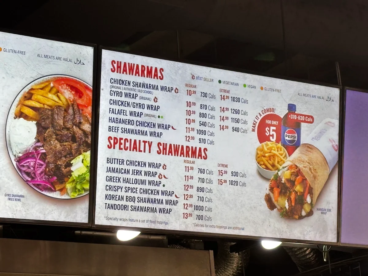 Menu, Tahini's Shawarma