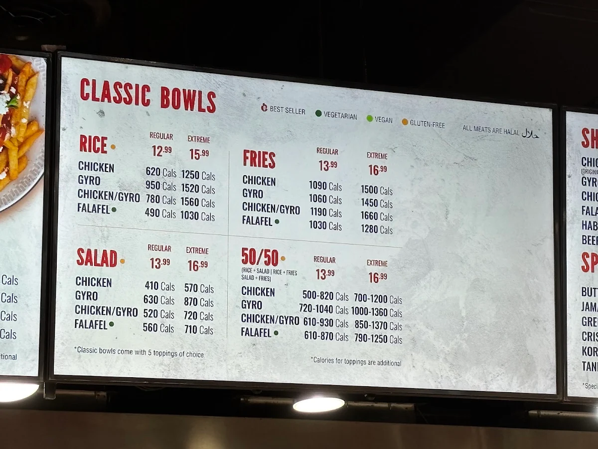 Menu, Tahini's Shawarma