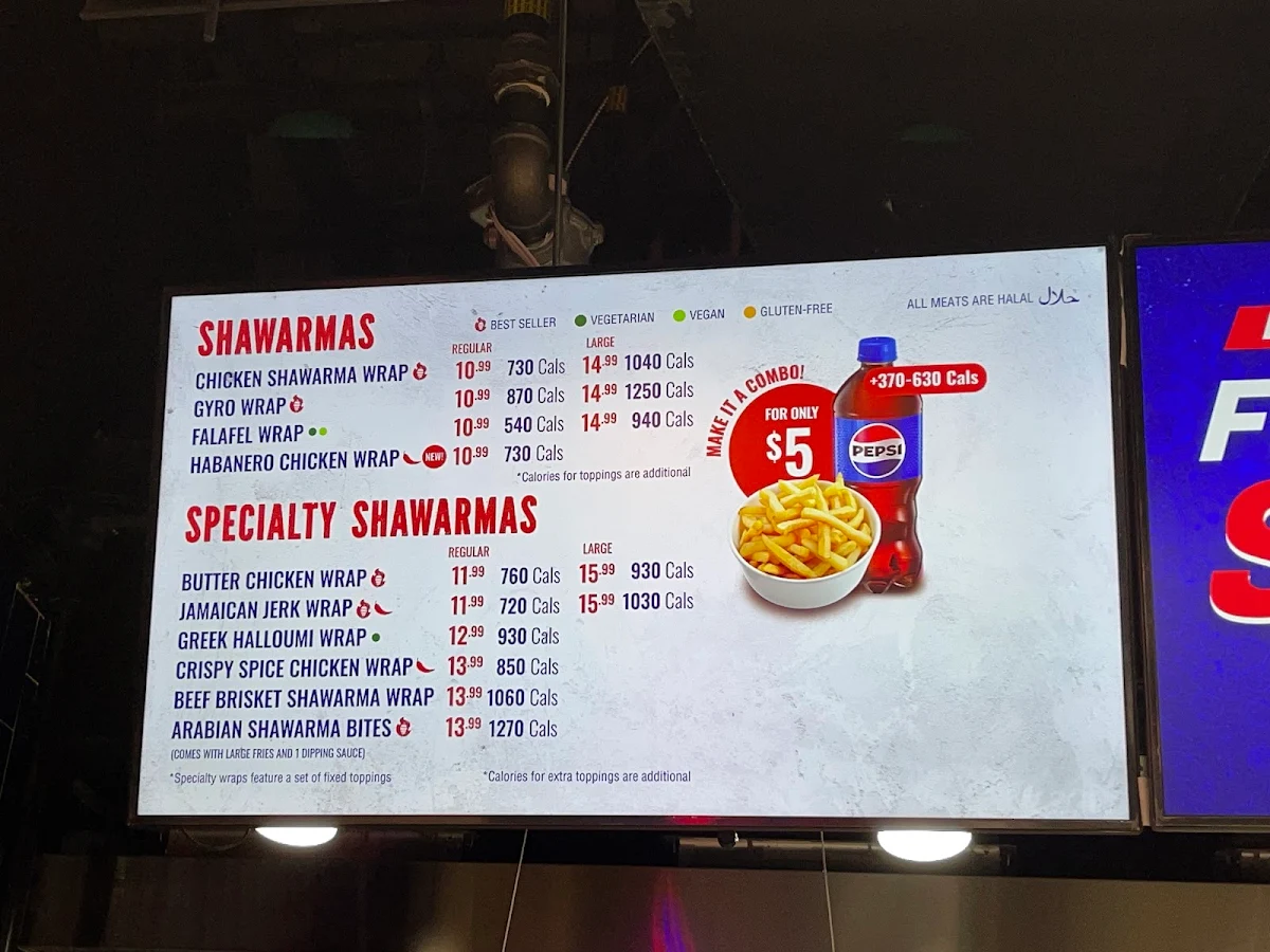 Menu, Tahini's Shawarma