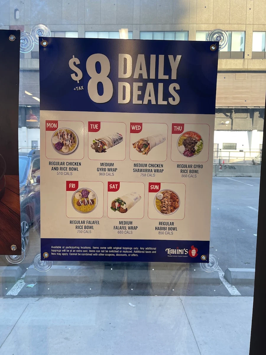 Menu, Tahini's Shawarma