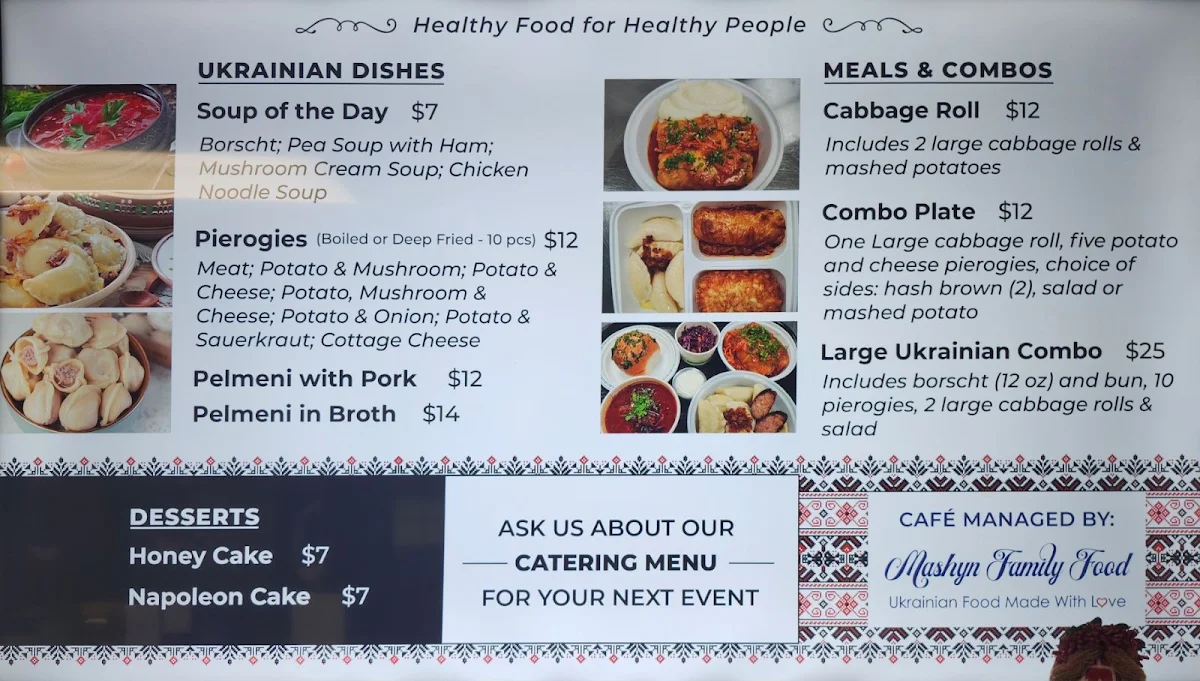 Menu, Mashyn Family Food