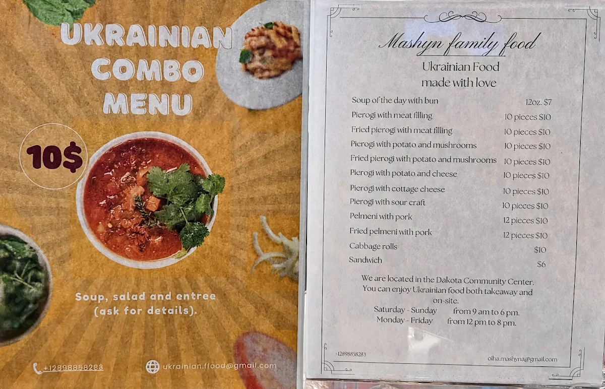 Menu, Mashyn Family Food