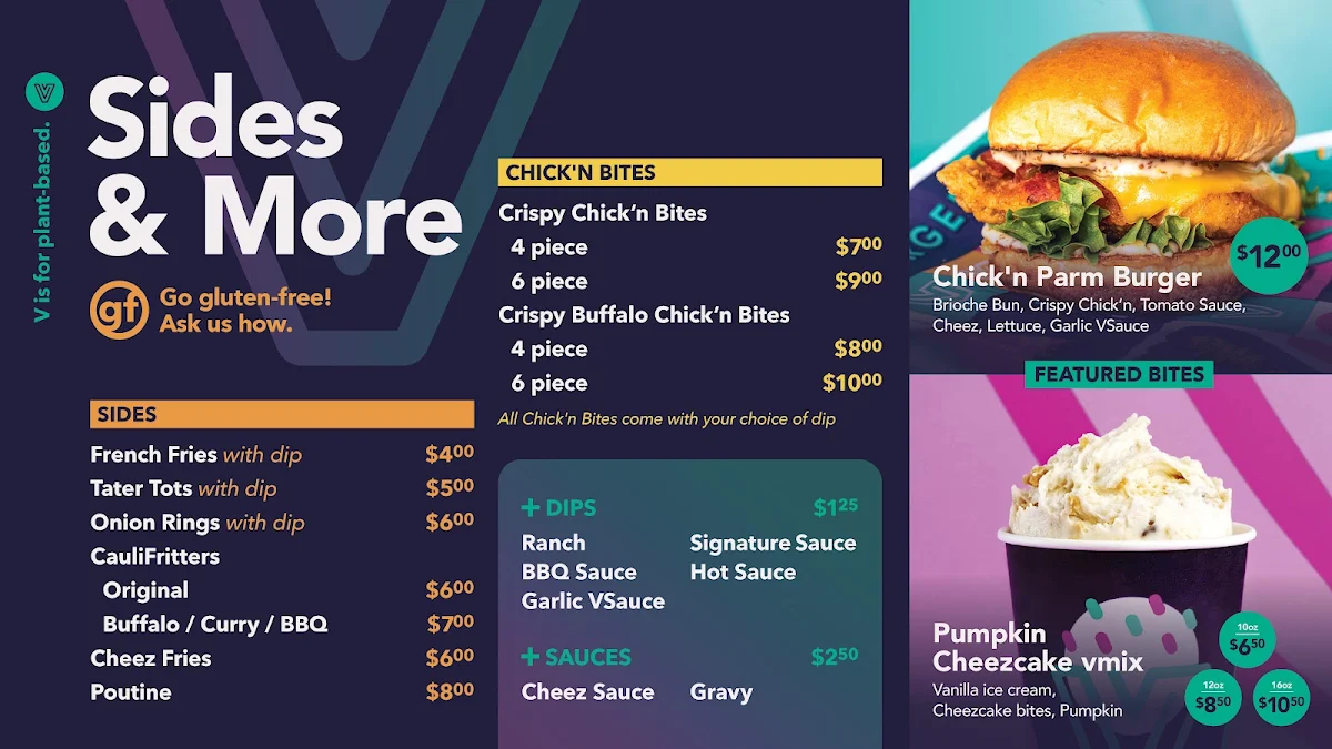 Menu, V Burger - 17 Ave - Ice Cream and Burger