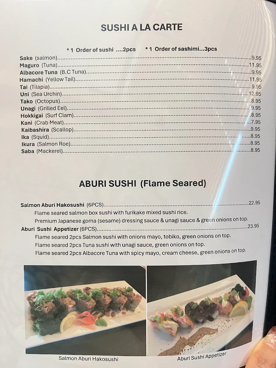 Menu, MI-NE Japanese Restaurant