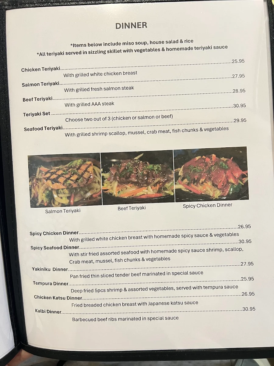 Menu, MI-NE Japanese Restaurant