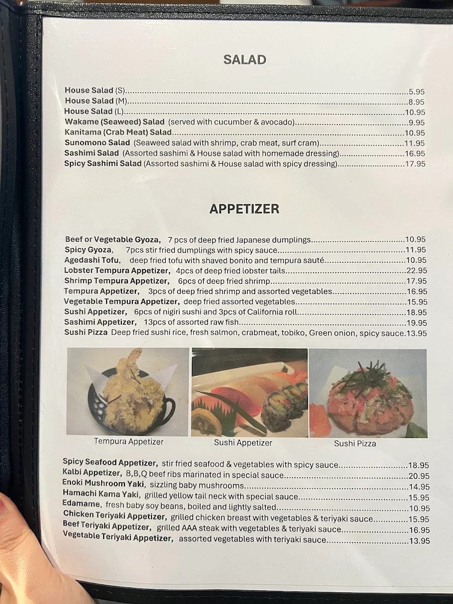 Menu, MI-NE Japanese Restaurant