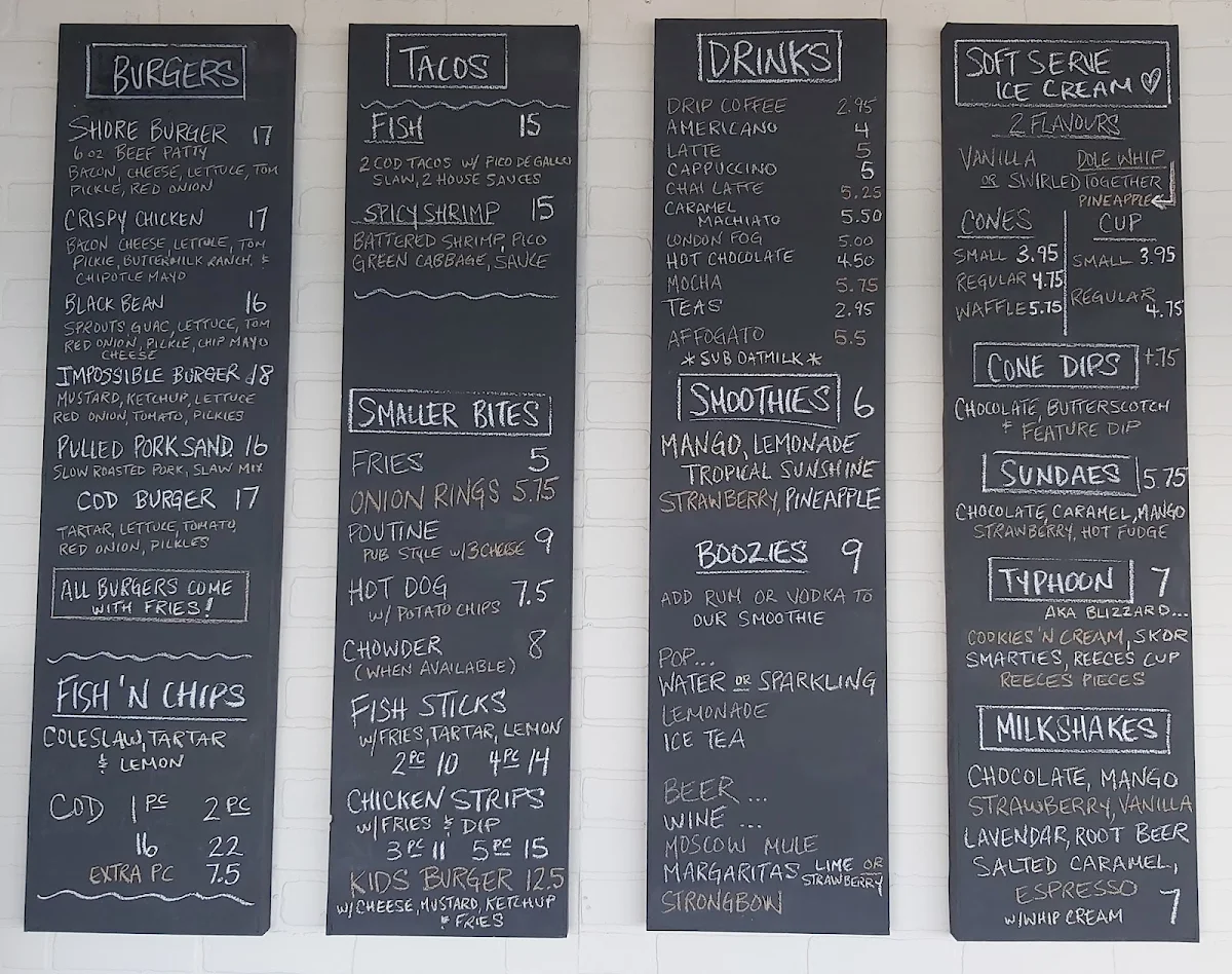 Menu, Shore Restaurant