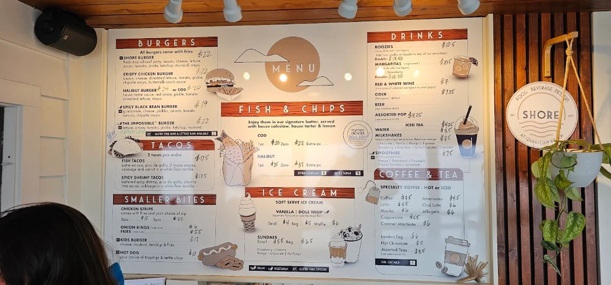 Menu, Shore Restaurant