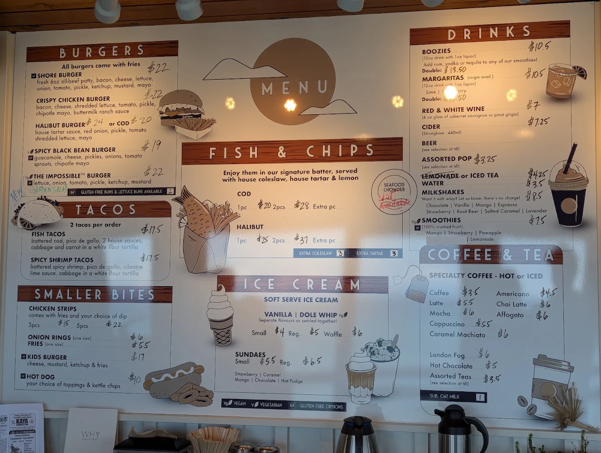 Menu, Shore Restaurant