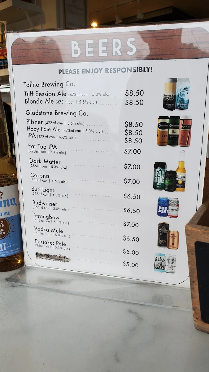Menu, Shore Restaurant