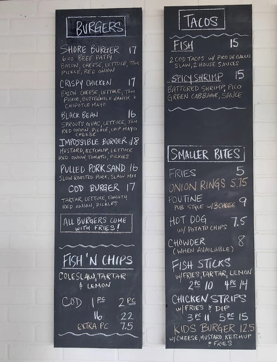 Menu, Shore Restaurant