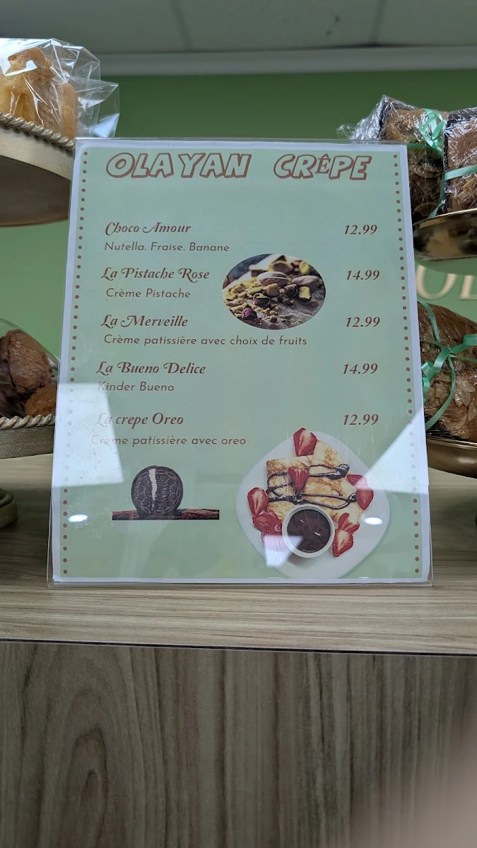 Menu, Pâtisserie Olayan