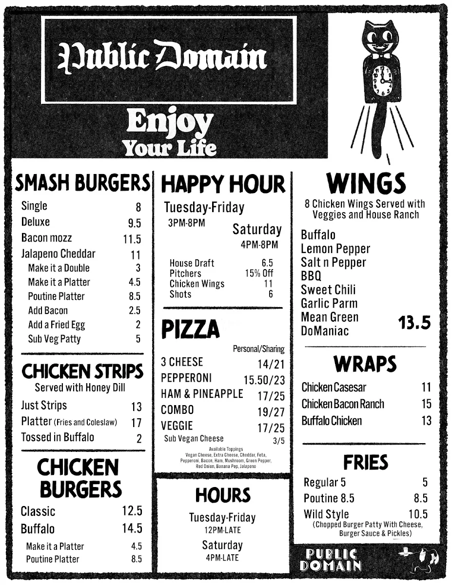 Menu, Public Domain