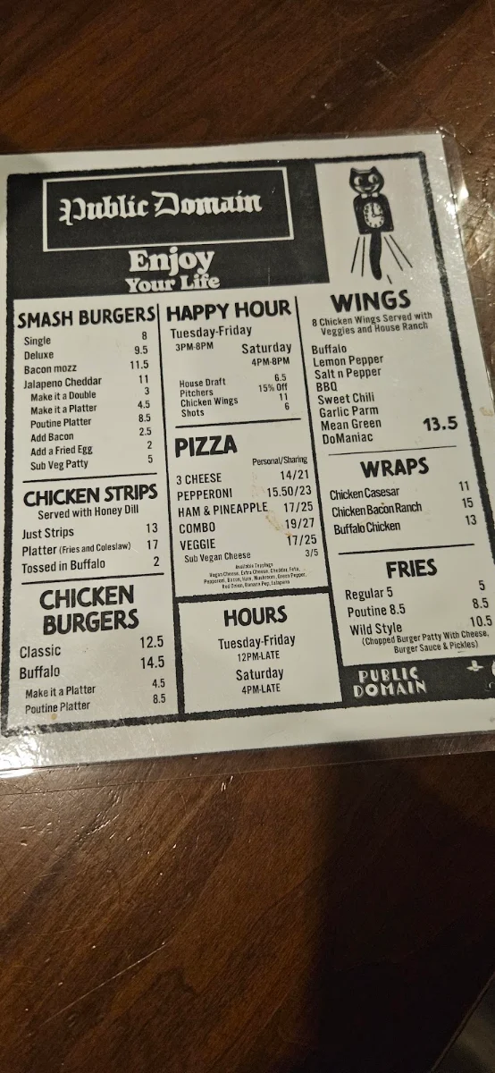 Menu, Public Domain
