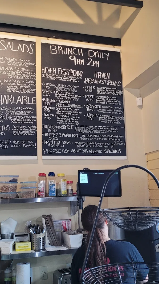 Menu, Cafe Haven