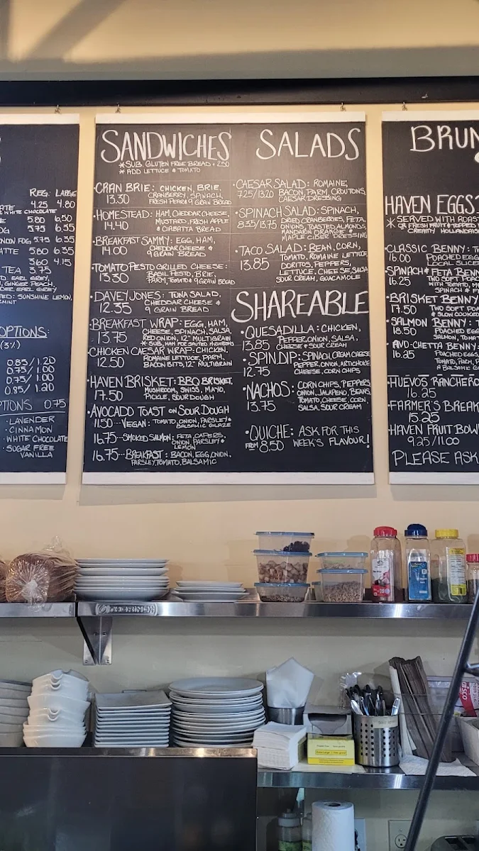 Menu, Cafe Haven