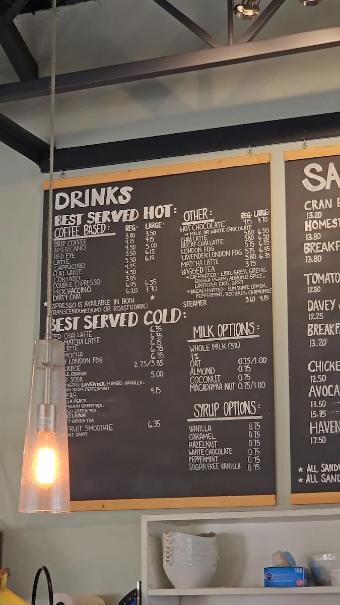 Menu, Cafe Haven
