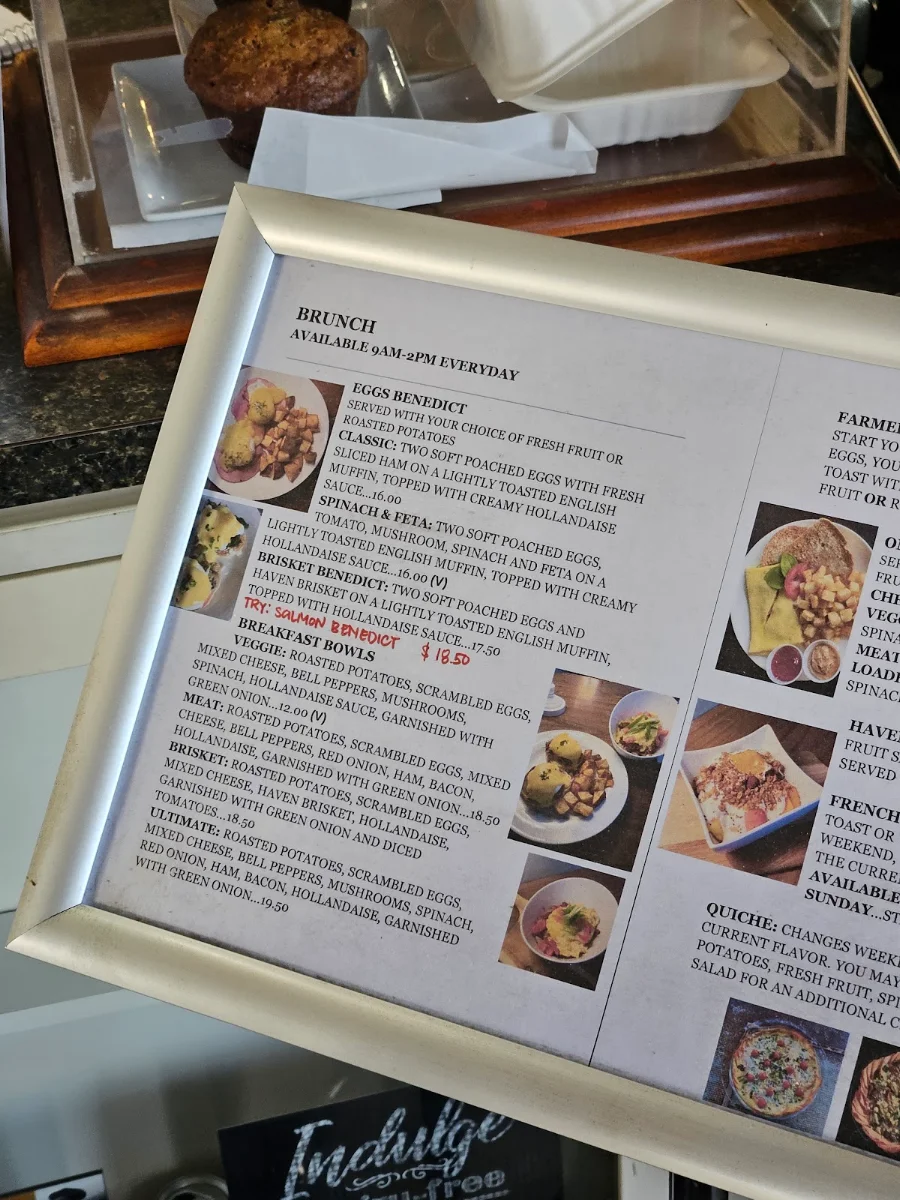 Menu, Cafe Haven