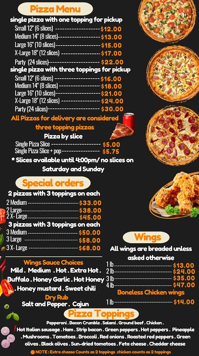 Menu, Highland pizza and wings 🥇