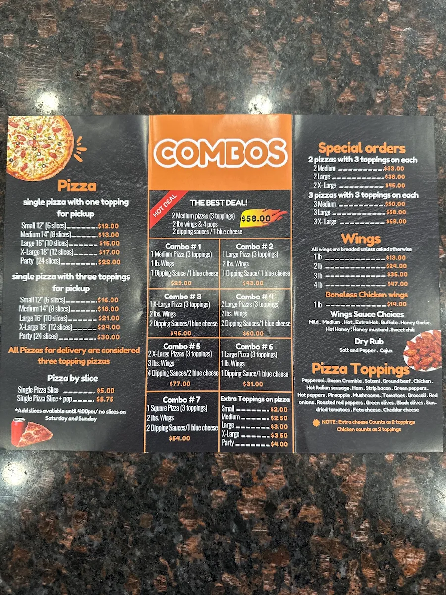 Menu, Highland pizza and wings 🥇