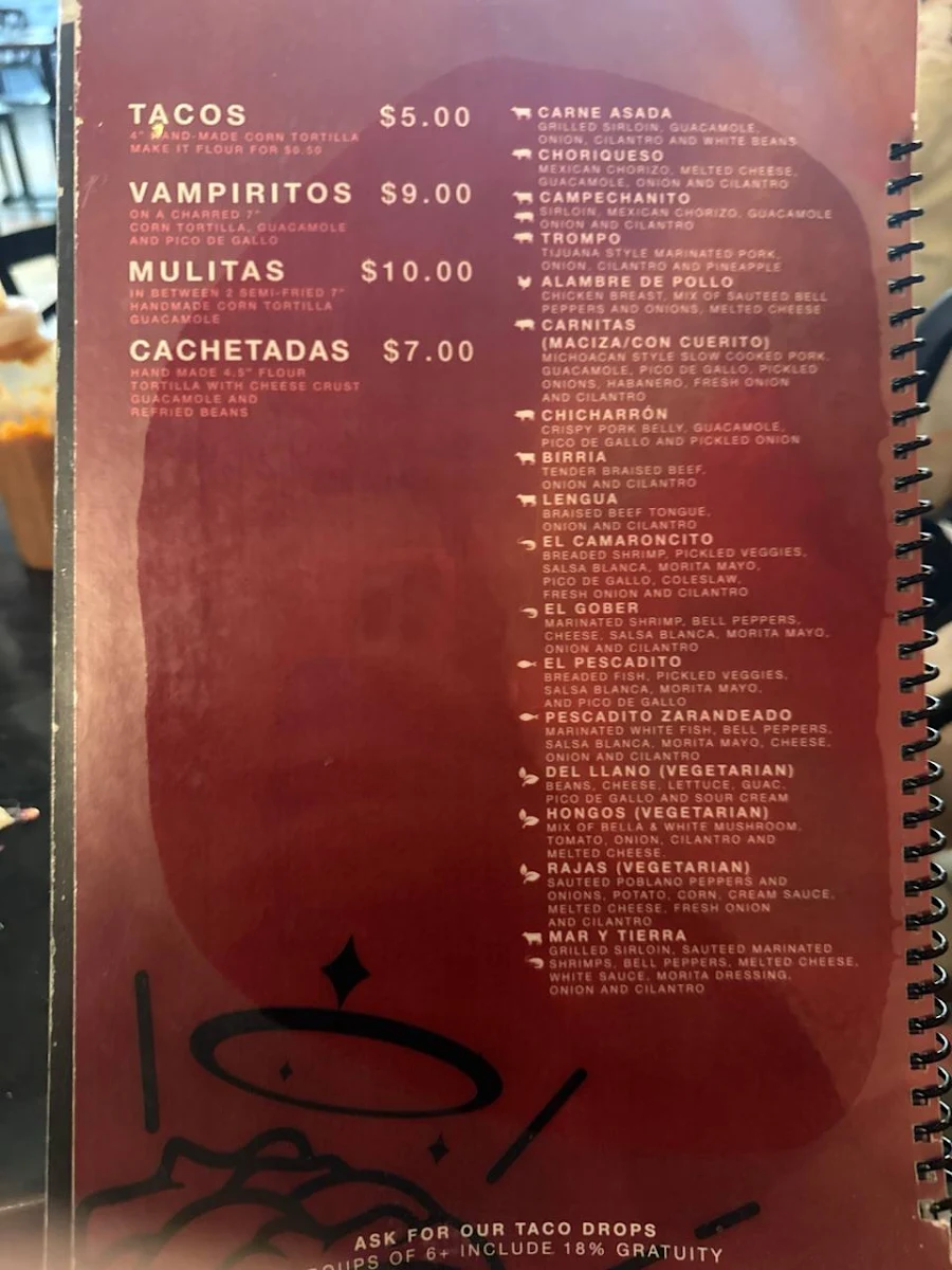 Menu, SANTO TACO