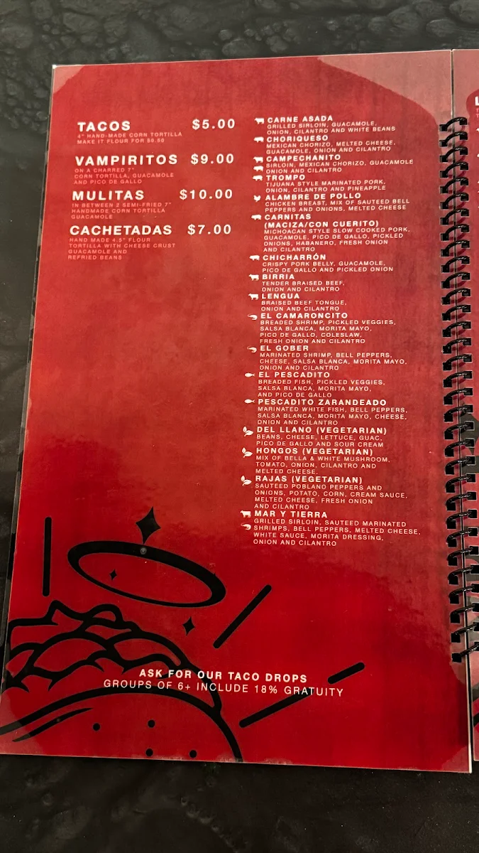 Menu, SANTO TACO