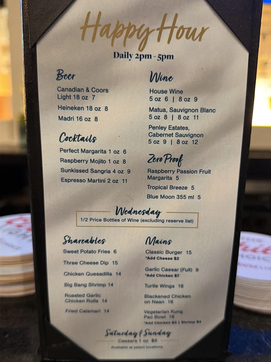 Menu, Turtle Jack's