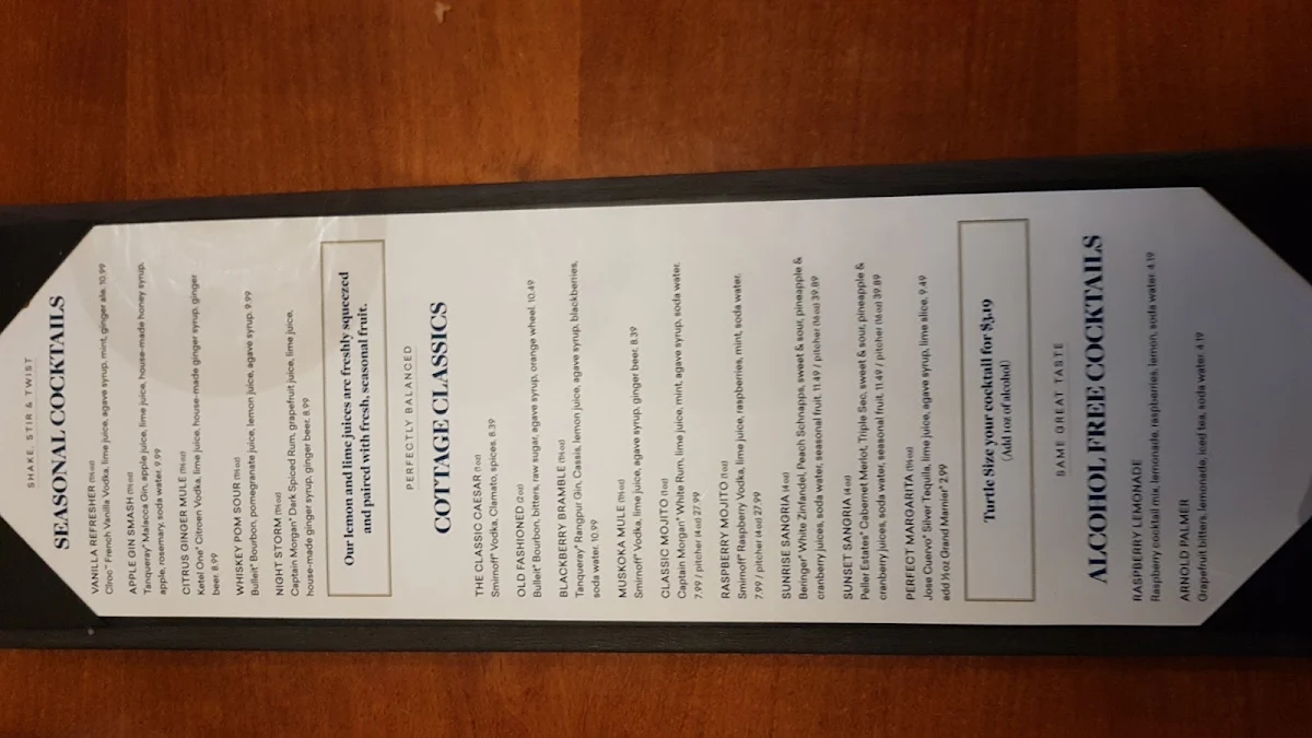 Menu, Turtle Jack's