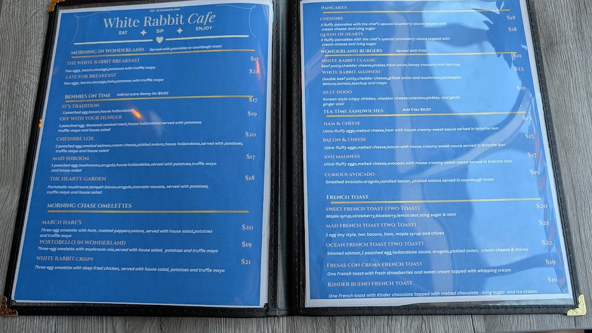 Menu, Mad Hatter Bistro