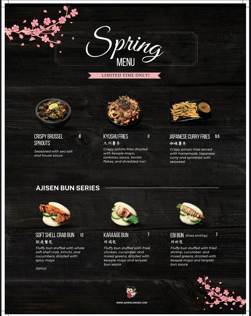 Menu, Ajisen Ramen (Newmarket)