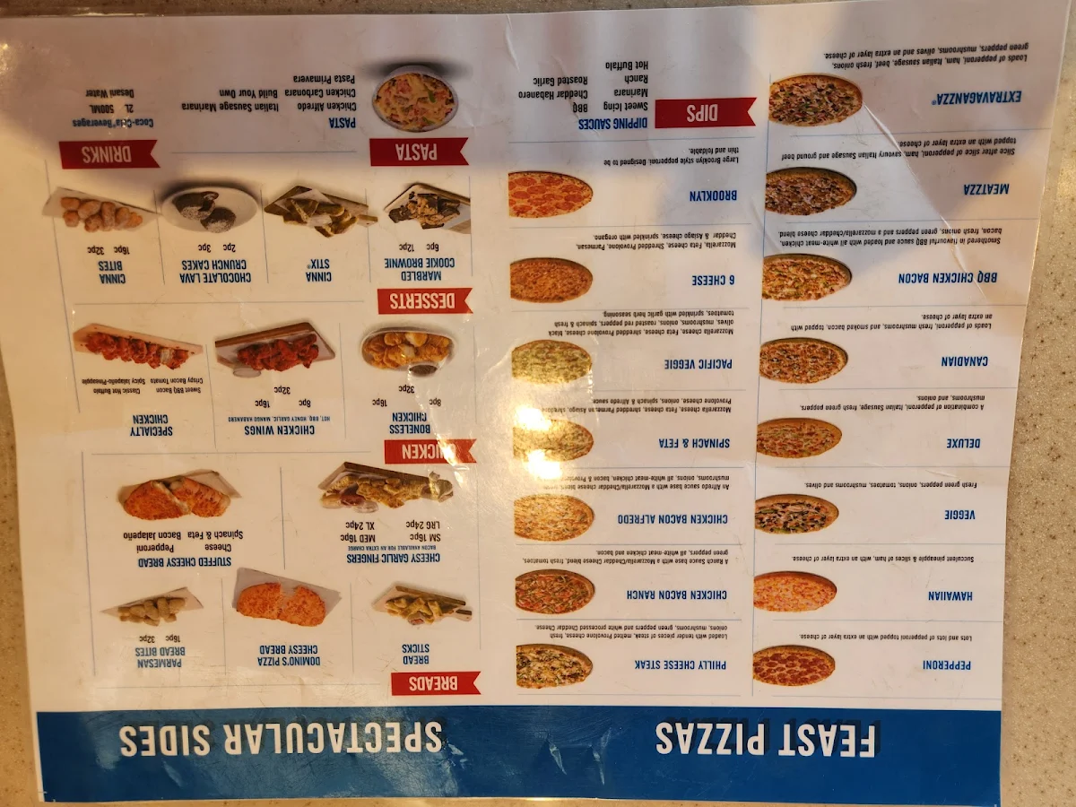 Menu, Domino's Pizza